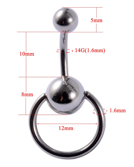 1Piece Surgical Steel Anodized Belly Button Rings Matte Balls Navel Studs Banana  Curved Barbell Body Piercing Jewelry 14g