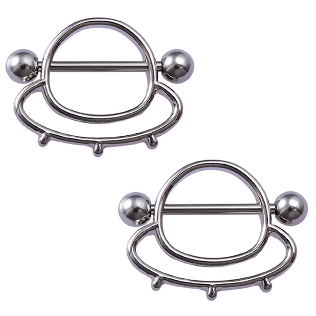 2pcs Stainless Steel Nipple Ring Piercing Barbell Shield Bar 14G Nipple Cover Adult Game for Women Sexy Breast Body Jewelry Gift