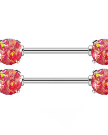 1Pair Stainless Steel Crystal Nipple Piercing Barbell Lot 14Gcharming Opal Nipple Piercing Jewelry Bulk Sexy Nipple Piercing Set