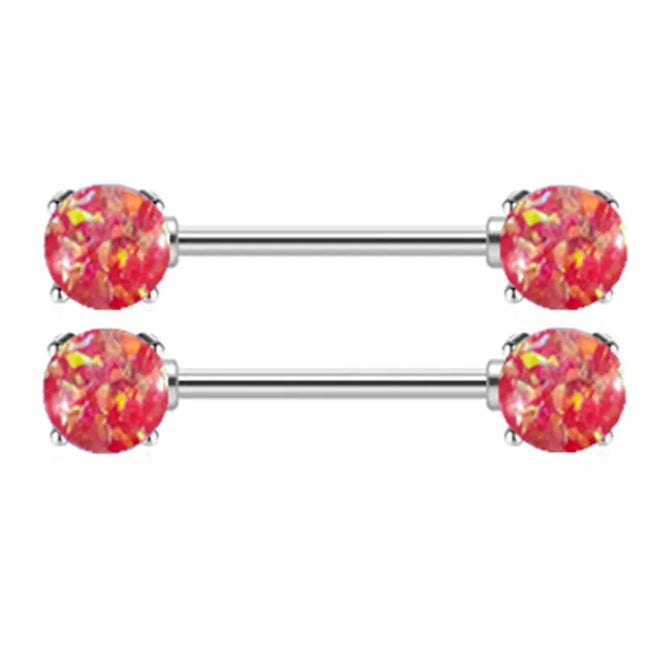 1Pair Stainless Steel Crystal Nipple Piercing Barbell Lot 14Gcharming Opal Nipple Piercing Jewelry Bulk Sexy Nipple Piercing Set
