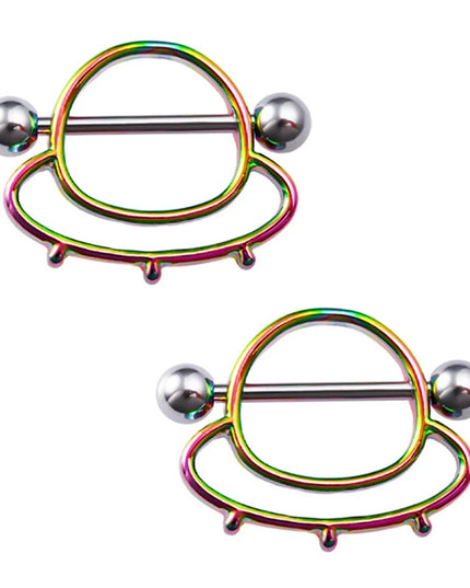 2pcs Stainless Steel Nipple Ring Piercing Barbell Shield Bar 14G Nipple Cover Adult Game for Women Sexy Breast Body Jewelry Gift