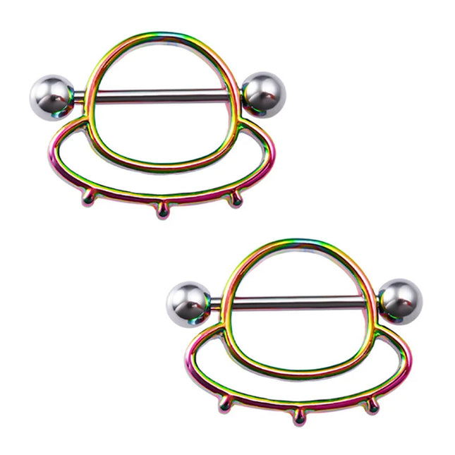 2pcs Stainless Steel Nipple Ring Piercing Barbell Shield Bar 14G Nipple Cover Adult Game for Women Sexy Breast Body Jewelry Gift