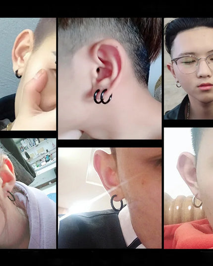 1 pair Women/Man Stainless Steel Small Hoops Earring Piercing Ear Cartilage Tragus Simple Thin Circle Anti-allergic Ear Buckle