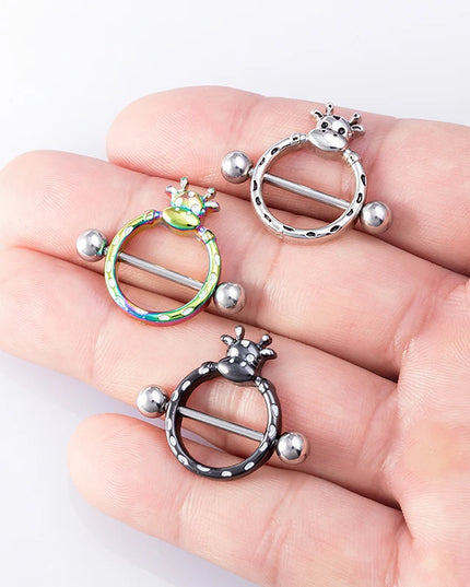 2pcs Stainless Steel Nipple Ring Piercing Barbell Shield Bar 14G Nipple Cover Adult Game for Women Sexy Breast Body Jewelry Gift