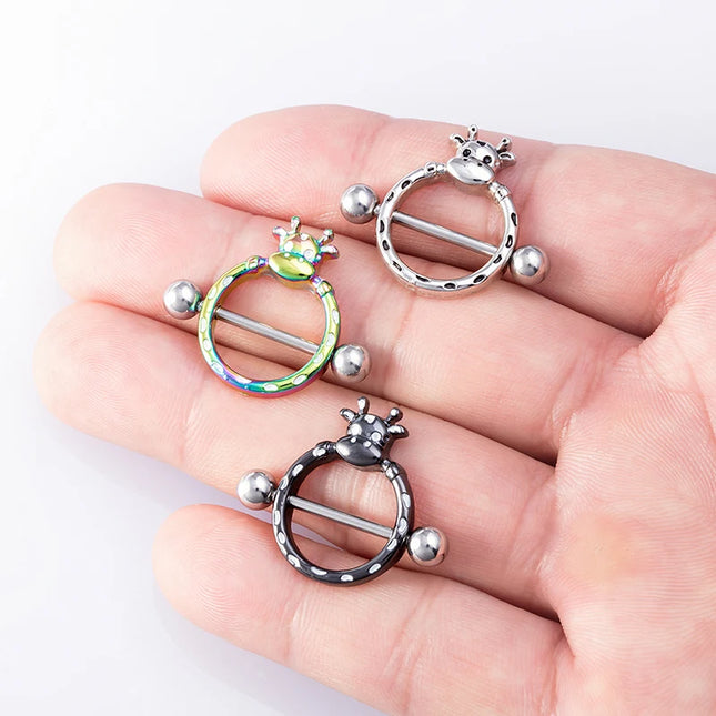 2pcs Stainless Steel Nipple Ring Piercing Barbell Shield Bar 14G Nipple Cover Adult Game for Women Sexy Breast Body Jewelry Gift