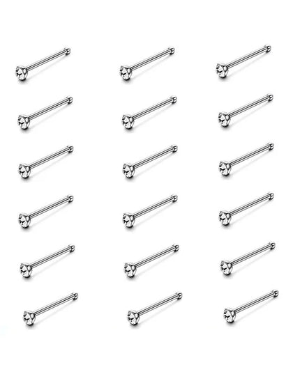 12/24/36Pcs L Shape Nose Ring Curve Pack Crystal Straight Nose Ring Set Nose Stud Lot Piercing Nariz Cuff Nase Pircing Nose Clip