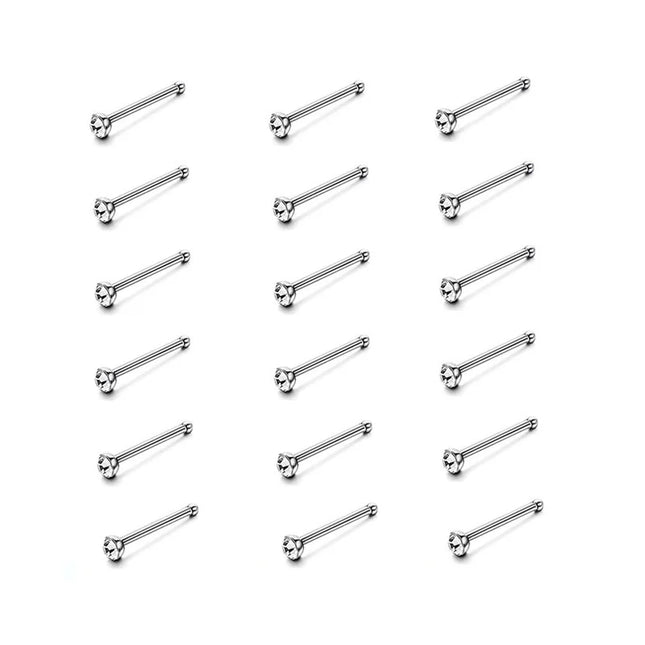 12/24/36Pcs L Shape Nose Ring Curve Pack Crystal Straight Nose Ring Set Nose Stud Lot Piercing Nariz Cuff Nase Pircing Nose Clip