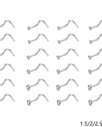 12/24/36Pcs L Shape Nose Ring Curve Pack Crystal Straight Nose Ring Set Nose Stud Lot Piercing Nariz Cuff Nase Pircing Nose Clip