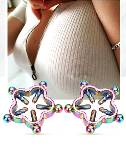 Fake Nipple Piercing Jewelry Screw Nipple Ring Clamps Stainless Steel Women Bra Breast Round Shield Body Jewelry 1 PC