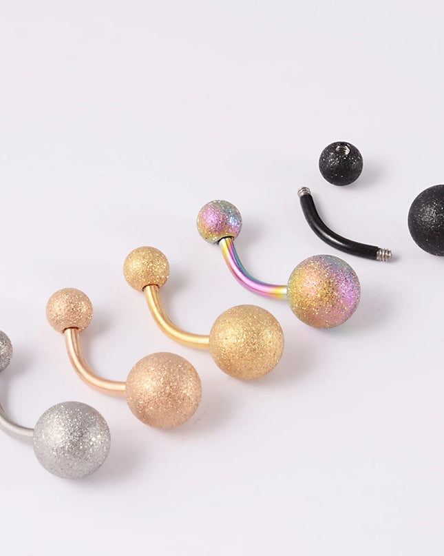 1Piece Surgical Steel Anodized Belly Button Rings Matte Balls Navel Studs Banana  Curved Barbell Body Piercing Jewelry 14g