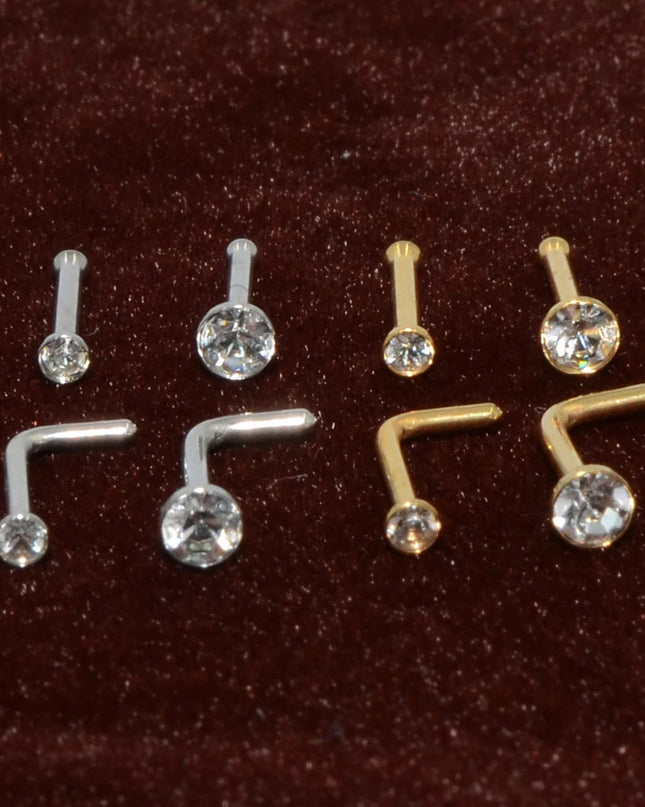 1pcs Stainless Steel Zircon Nose Stud Steptum Ring Nose Studs Hooks Bar Pin Nose Rings Earring Women Body Piercing Jewellery