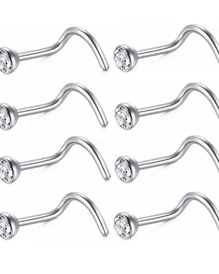 12/24/36Pcs L Shape Nose Ring Curve Pack Crystal Straight Nose Ring Set Nose Stud Lot Piercing Nariz Cuff Nase Pircing Nose Clip
