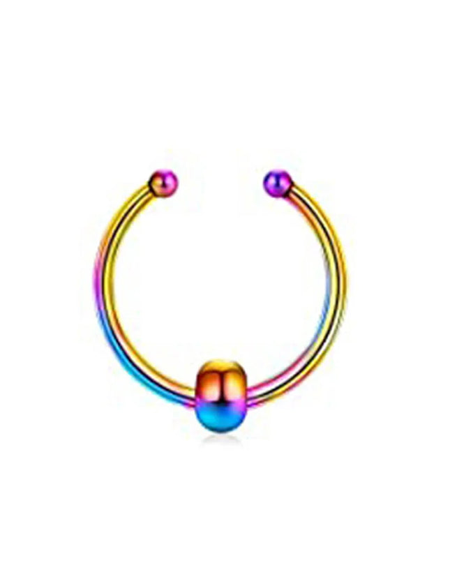 Fake Nose Septum Rings Faux Fake False Imitate Nose Rings Clip Horseshoe Hoop Ring Stainless Steel Body Non Piercing Jewelry
