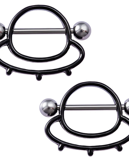 2pcs Stainless Steel Nipple Ring Piercing Barbell Shield Bar 14G Nipple Cover Adult Game for Women Sexy Breast Body Jewelry Gift