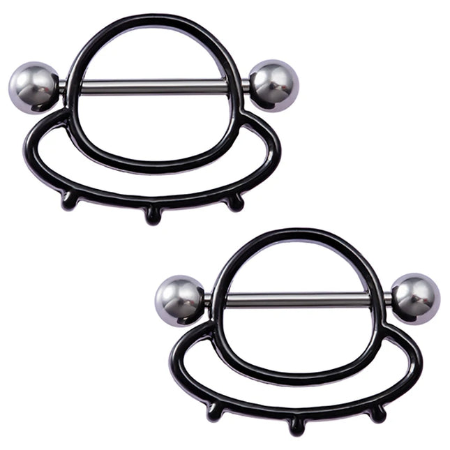 2pcs Stainless Steel Nipple Ring Piercing Barbell Shield Bar 14G Nipple Cover Adult Game for Women Sexy Breast Body Jewelry Gift
