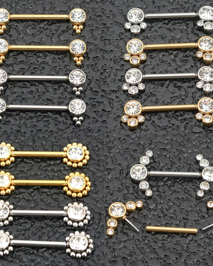 1 Pair 16G 1.2x14mm Plug-in Stainless Steel Barbell Piercing Sexy Women Nipple Piercing Jewelry Unthreaded Nipple Rings No Screw