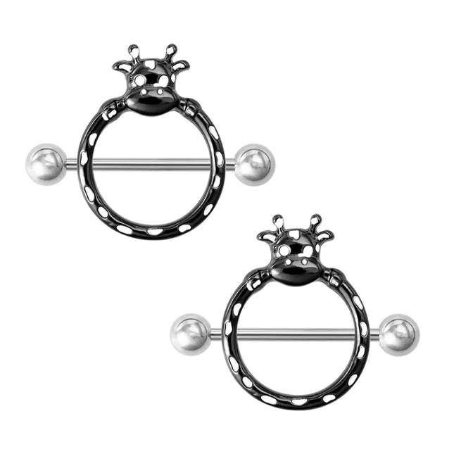 2pcs Stainless Steel Nipple Ring Piercing Barbell Shield Bar 14G Nipple Cover Adult Game for Women Sexy Breast Body Jewelry Gift