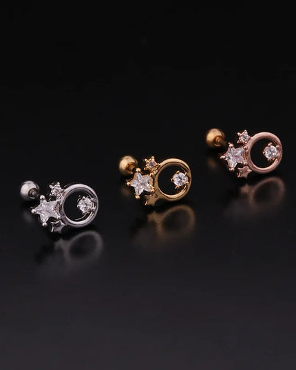 Cz EarTragus Cartilage Piercing Crystal Flower Skull Heart Pearl Earrings Barbell Piercing Orelha Ear Stud Helix Sexy Jewelry