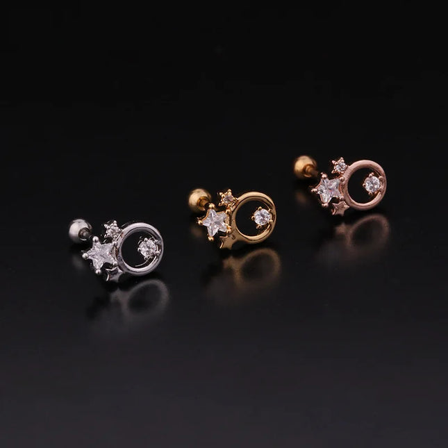 Cz EarTragus Cartilage Piercing Crystal Flower Skull Heart Pearl Earrings Barbell Piercing Orelha Ear Stud Helix Sexy Jewelry