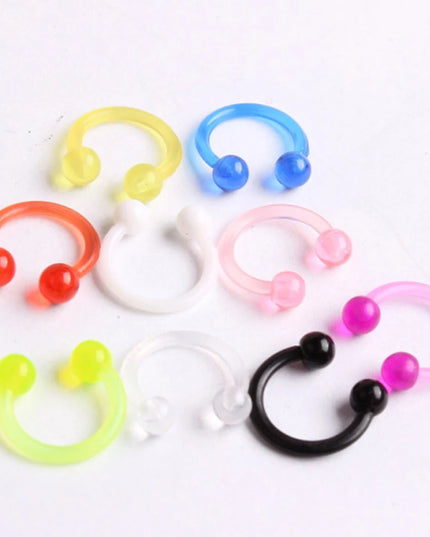1PCS Colorful Ball Horseshoe Circular Septum Nose Ring Acrylic Nipple Hoops Nose Septum Lip Eyebrow Ear Piercing Body Jewelry