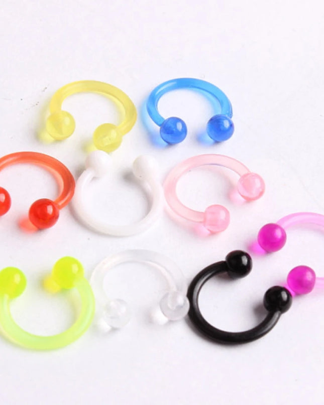 1PCS Colorful Ball Horseshoe Circular Septum Nose Ring Acrylic Nipple Hoops Nose Septum Lip Eyebrow Ear Piercing Body Jewelry