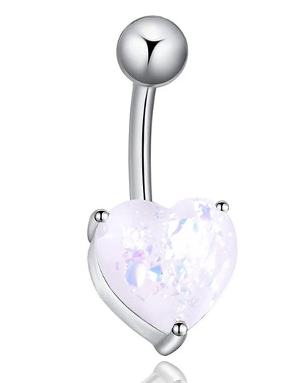 Navel Belly Piercing Button Ring Glitter Love Heart Decor Piercing Navel Nail Sexy for Women Body Jewelry LL@17