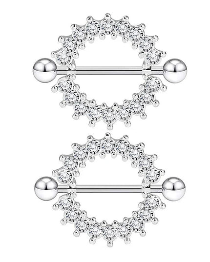 2PCS Heart Rings Nipple Ring Barbell Body Piercing Jewelry Sexy Crystal Gifts Love Hearts Nipple Bar Rings Sheild Drop Ship