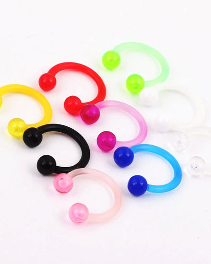 1PCS Colorful Ball Horseshoe Circular Septum Nose Ring Acrylic Nipple Hoops Nose Septum Lip Eyebrow Ear Piercing Body Jewelry