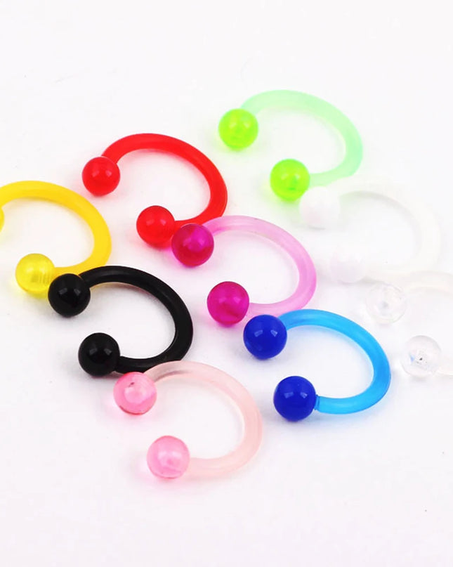 1PCS Colorful Ball Horseshoe Circular Septum Nose Ring Acrylic Nipple Hoops Nose Septum Lip Eyebrow Ear Piercing Body Jewelry