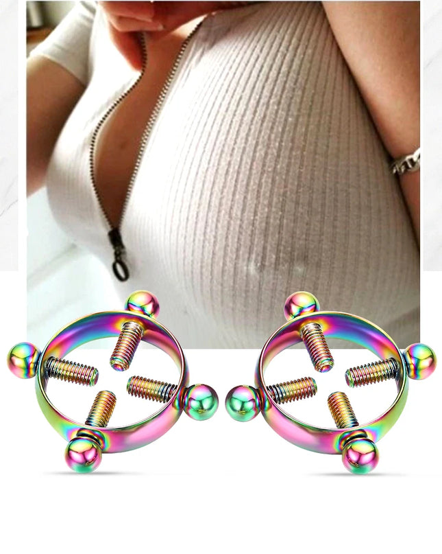Fake Nipple Piercing Jewelry Screw Nipple Ring Clamps Stainless Steel Women Bra Breast Round Shield Body Jewelry 1 PC