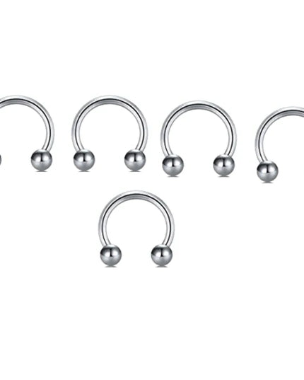 5pcs Stainless Steel Nose Hoop Ring Septum Rings Lip Studs Nostril Earrings Circular Tragus Ear Piercing Horseshoe Body Jewelry