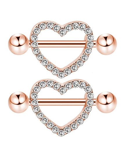 1 Pairs Sexy Heart Nipple Rings CZ Crystal Barbell Nipple Piercing Shield Women Man 316L Steel Body Piercing Jewelry Oreja 14G