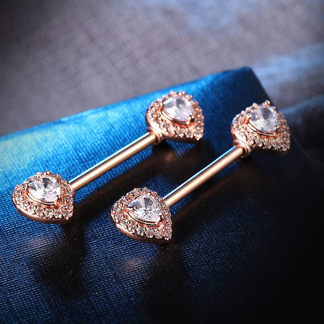 Stainless Steel Heart Nipple Piercing Rings Sets 14G Crystal Tongue Ring Nipple Barbell Lot Sexy Piercing Nipple Body Jewelry