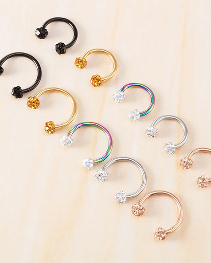 1PC Bling Ferido Nose Septum Rings Horseshoe Piercing Jewelry 16G Cartilage Helix Tragus Earrings Hoop Lip Piercing Retainer 8mm
