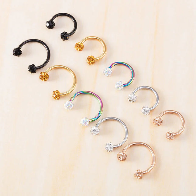 1PC Bling Ferido Nose Septum Rings Horseshoe Piercing Jewelry 16G Cartilage Helix Tragus Earrings Hoop Lip Piercing Retainer 8mm