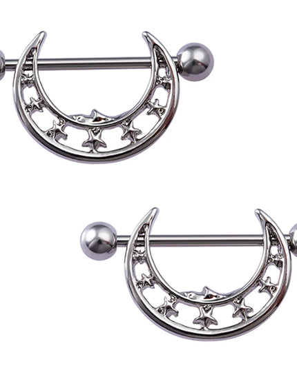 2pcs Stainless Steel Nipple Ring Piercing Barbell Shield Bar 14G Nipple Cover Adult Game for Women Sexy Breast Body Jewelry Gift