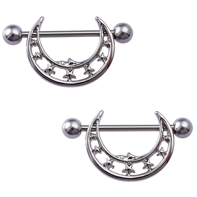 2pcs Stainless Steel Nipple Ring Piercing Barbell Shield Bar 14G Nipple Cover Adult Game for Women Sexy Breast Body Jewelry Gift