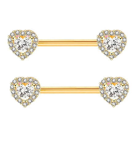 2PCS Heart Rings Nipple Ring Barbell Body Piercing Jewelry Sexy Crystal Gifts Love Hearts Nipple Bar Rings Sheild Drop Ship