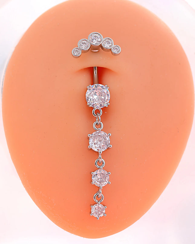 Lady Ornaments Set Large Zircon Heart-Shaped Surgical Steel Belly Button Rings Dangle Danglers Piercing Jewelry for Fashion
