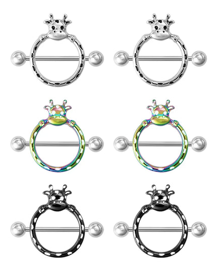2pcs Stainless Steel Nipple Ring Piercing Barbell Shield Bar 14G Nipple Cover Adult Game for Women Sexy Breast Body Jewelry Gift