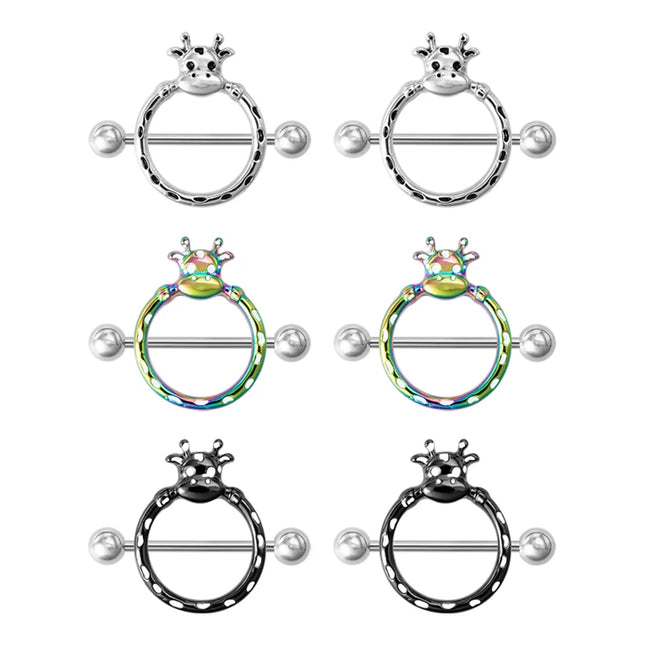 2pcs Stainless Steel Nipple Ring Piercing Barbell Shield Bar 14G Nipple Cover Adult Game for Women Sexy Breast Body Jewelry Gift