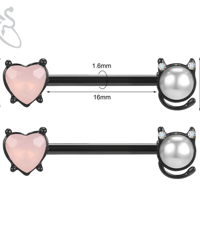 ZS 2PCS Stainless Steel Nipple Piercing Bar For Women 14G Crystal Heart Nipple Shield Ring Horseshoe Barbell Sexy Nipple Jewelry