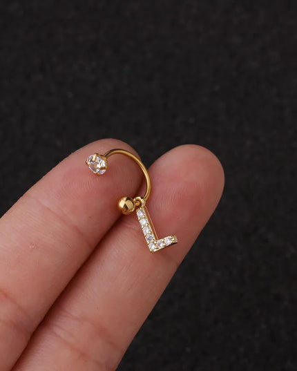 1Pc  English Letter Piercing  Tragus Piercing Jewelry Septo Nose Lip Ear Septum Cartilage Captive Hoop Ring Jewelry Pendientes