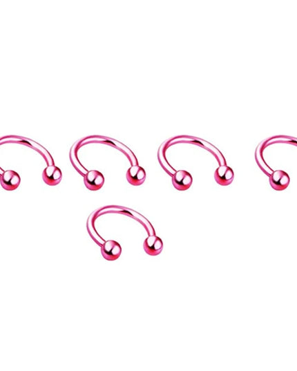 5pcs Stainless Steel Nose Hoop Ring Septum Rings Lip Studs Nostril Earrings Circular Tragus Ear Piercing Horseshoe Body Jewelry