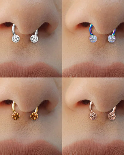 1PC Bling Ferido Nose Septum Rings Horseshoe Piercing Jewelry 16G Cartilage Helix Tragus Earrings Hoop Lip Piercing Retainer 8mm