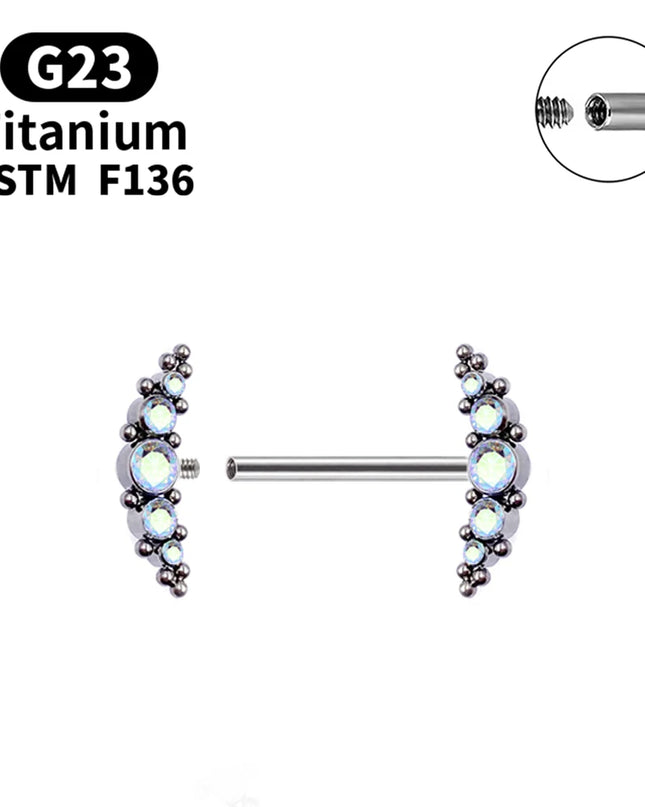 1 Pcs G23 Titanium Nipple Piercing 14g Spiral CZ Barbell Nipple Ring Adult Game Bondage Sexy Body Piercing Jewelry Lover Gift