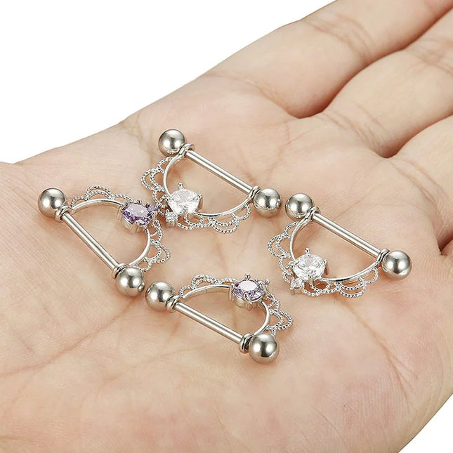 1 Pairs Sexy Heart Nipple Rings CZ Crystal Barbell Nipple Piercing Shield Women Man 316L Steel Body Piercing Jewelry Oreja 14G