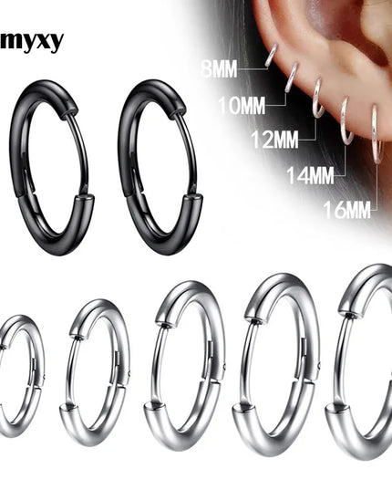 1 pair Women/Man Stainless Steel Small Hoops Earring Piercing Ear Cartilage Tragus Simple Thin Circle Anti-allergic Ear Buckle