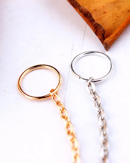 Retro Nose Ring Chain Earrings Hook Ring Round Nose Piercing Ear Bone Lip Rings Piercing Women Unique Body Jewelry