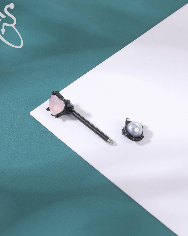 ZS 2PCS Stainless Steel Nipple Piercing Bar For Women 14G Crystal Heart Nipple Shield Ring Horseshoe Barbell Sexy Nipple Jewelry
